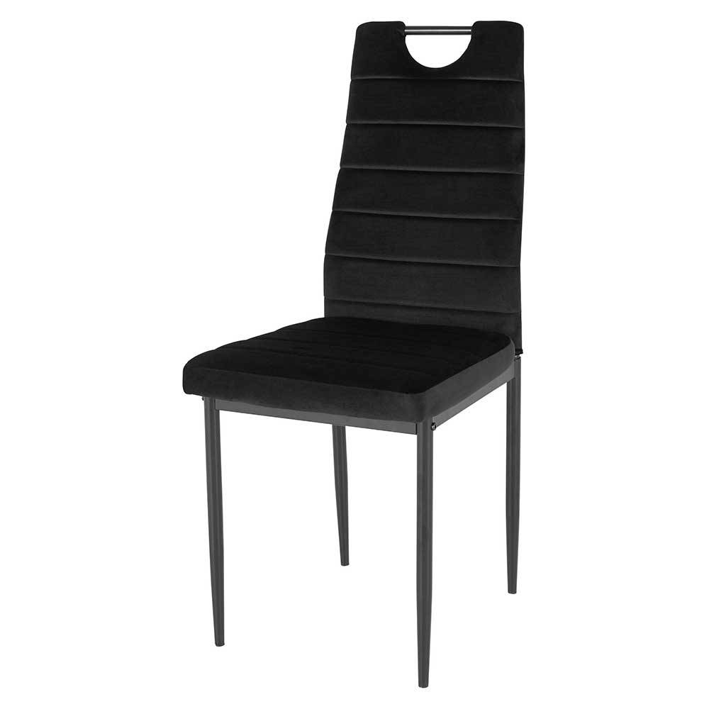 Samt Esstischstühle in Schwarz - Tadella (Set)