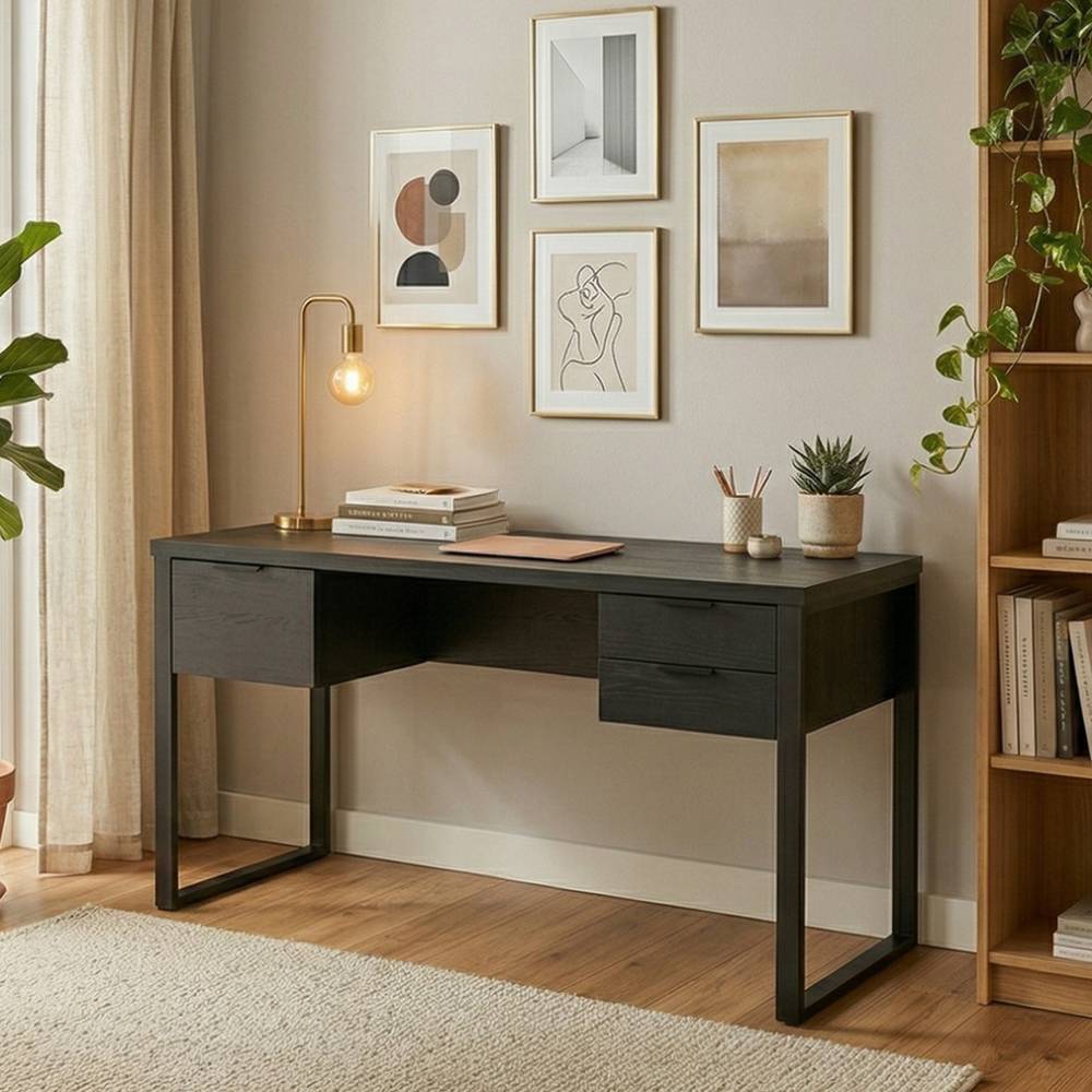 Schreibtisch in Schwarz Holzoptik - Ailunaro