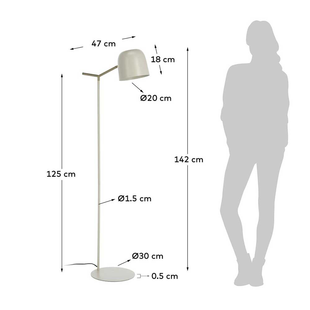 142cm hohe Stehleuchte aus Metall mehrfarbig - Mossin