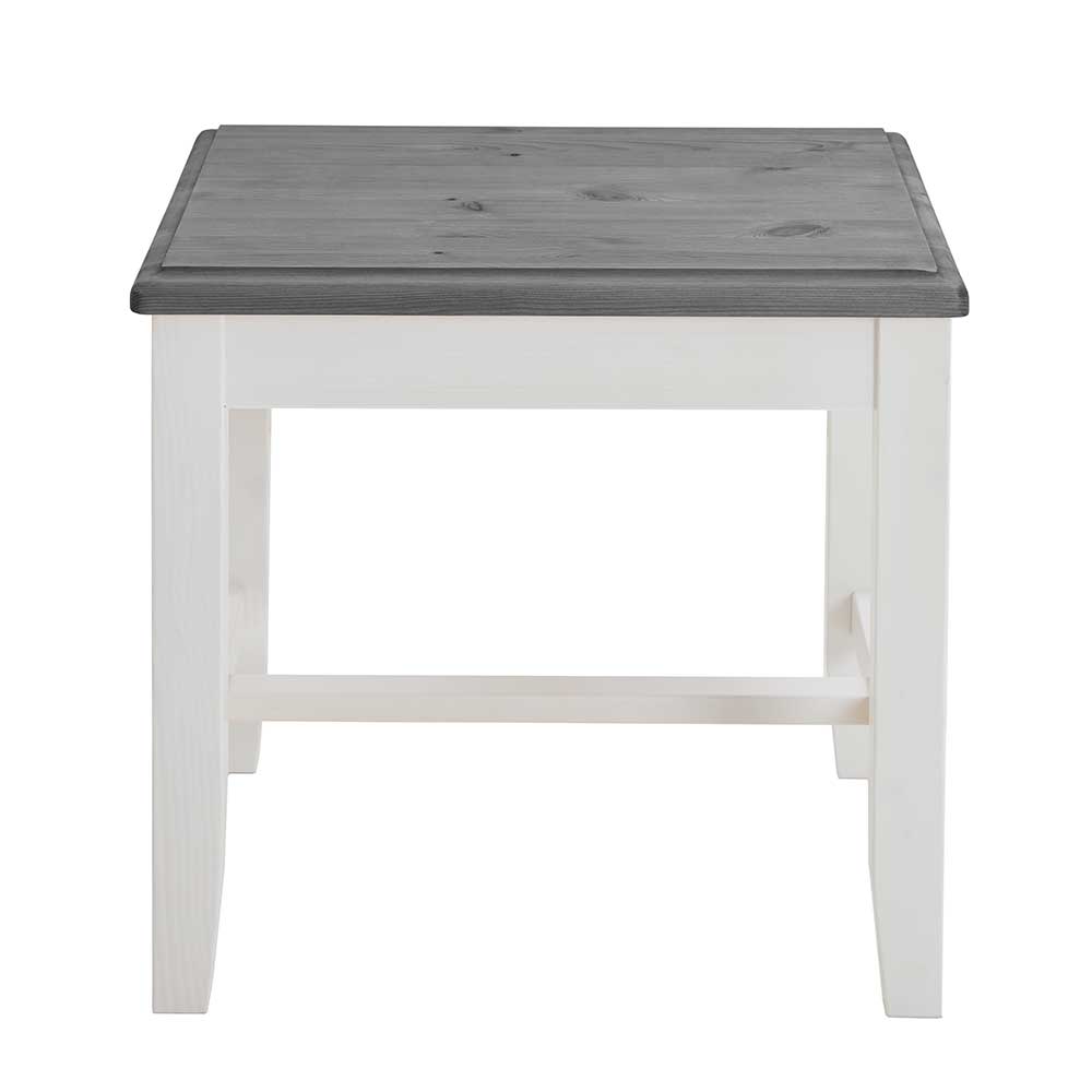 Kiefernholz Hocker in Weiß und Grau - Mirandesca