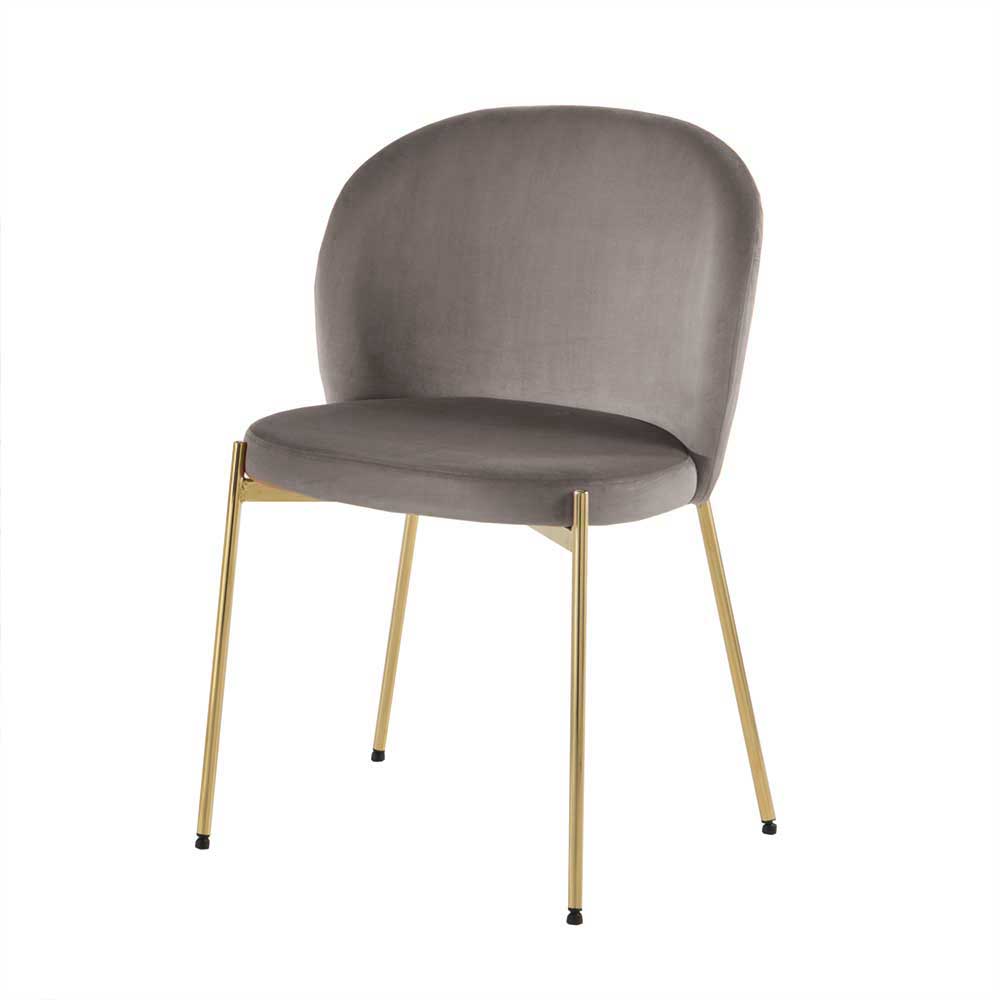 Eleganter Polsterstuhl in Dunkelgrau Samt - Fascina (4er Set)
