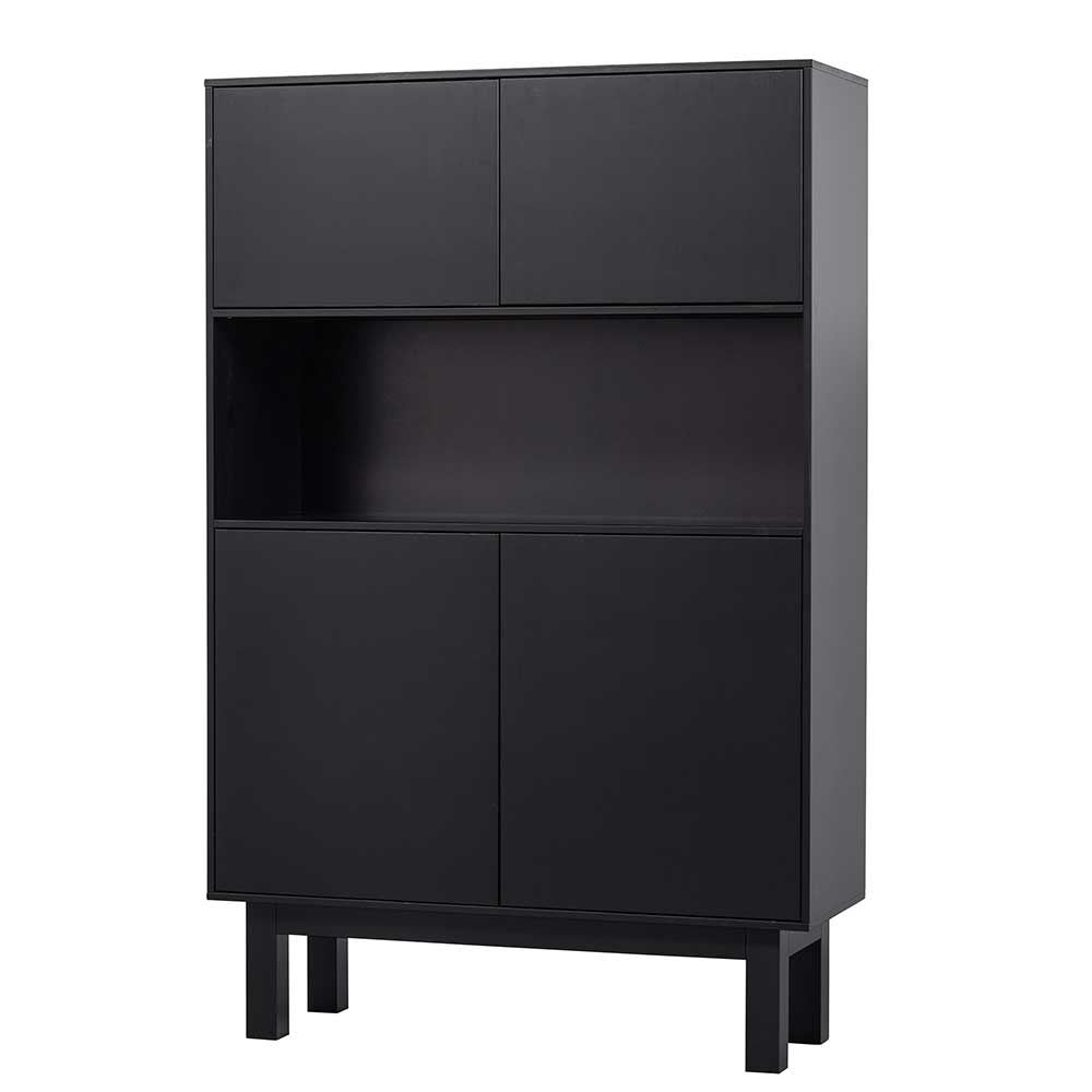 110x170x40 Schrank in Schwarz aus Holz teilmassiv - Niwidus
