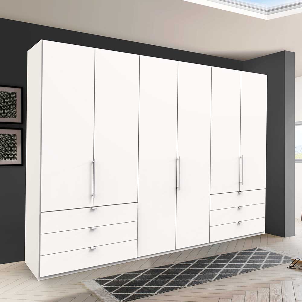 Weißer 3m Kleiderschrank mit Metallgriffen - Donpiave