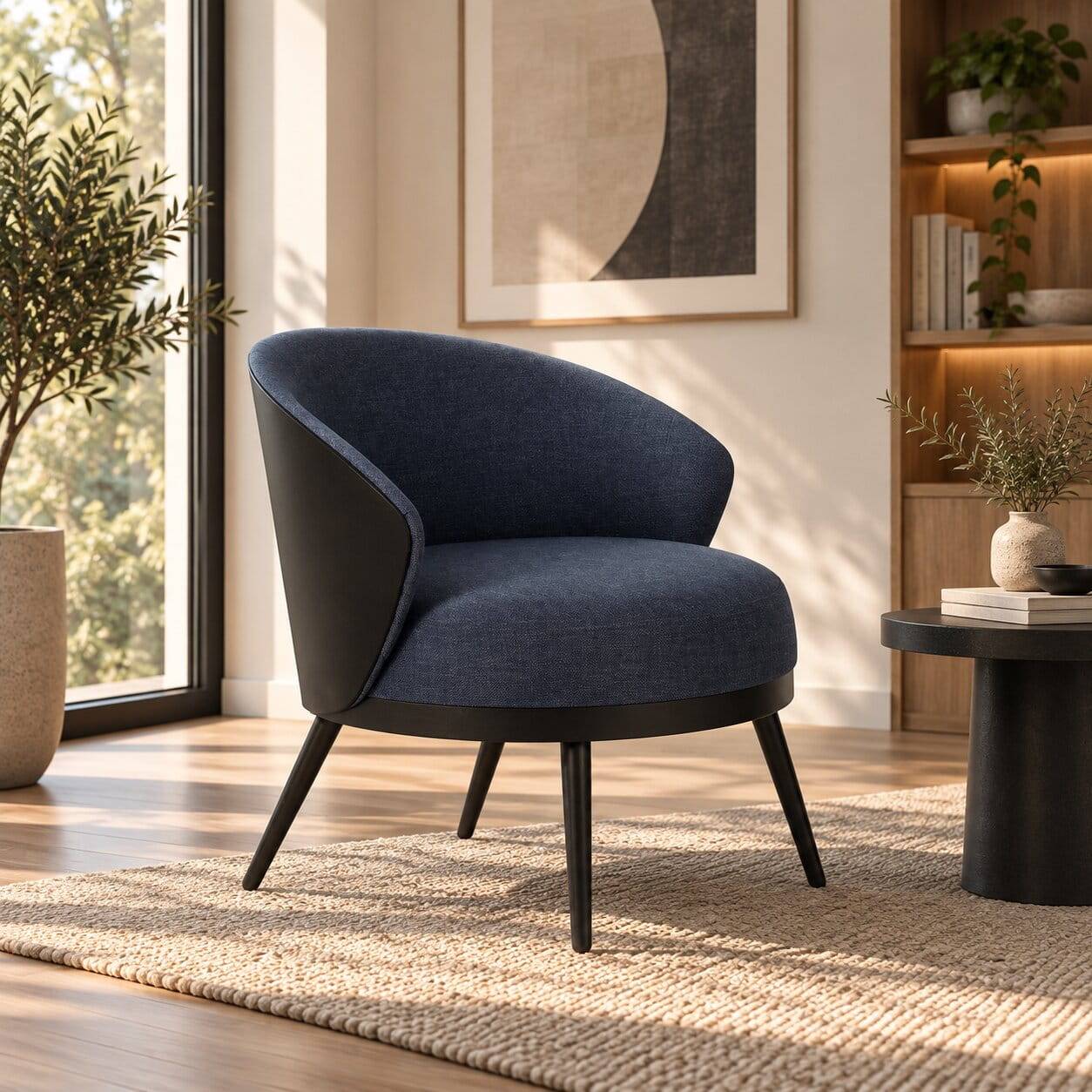 Design Sessel in Blau Schwarz - Lagossan