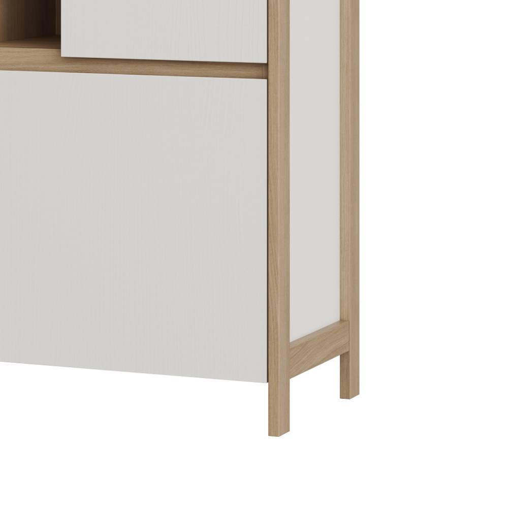 Skandi Highboard in Eiche Dekor und Weiß - Ovidio