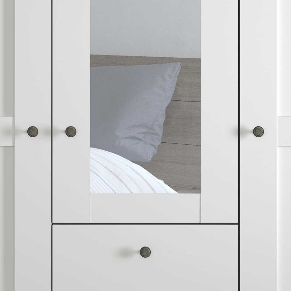 Weißer 3-türiger Kleiderschrank mit Spiegel - Flinn