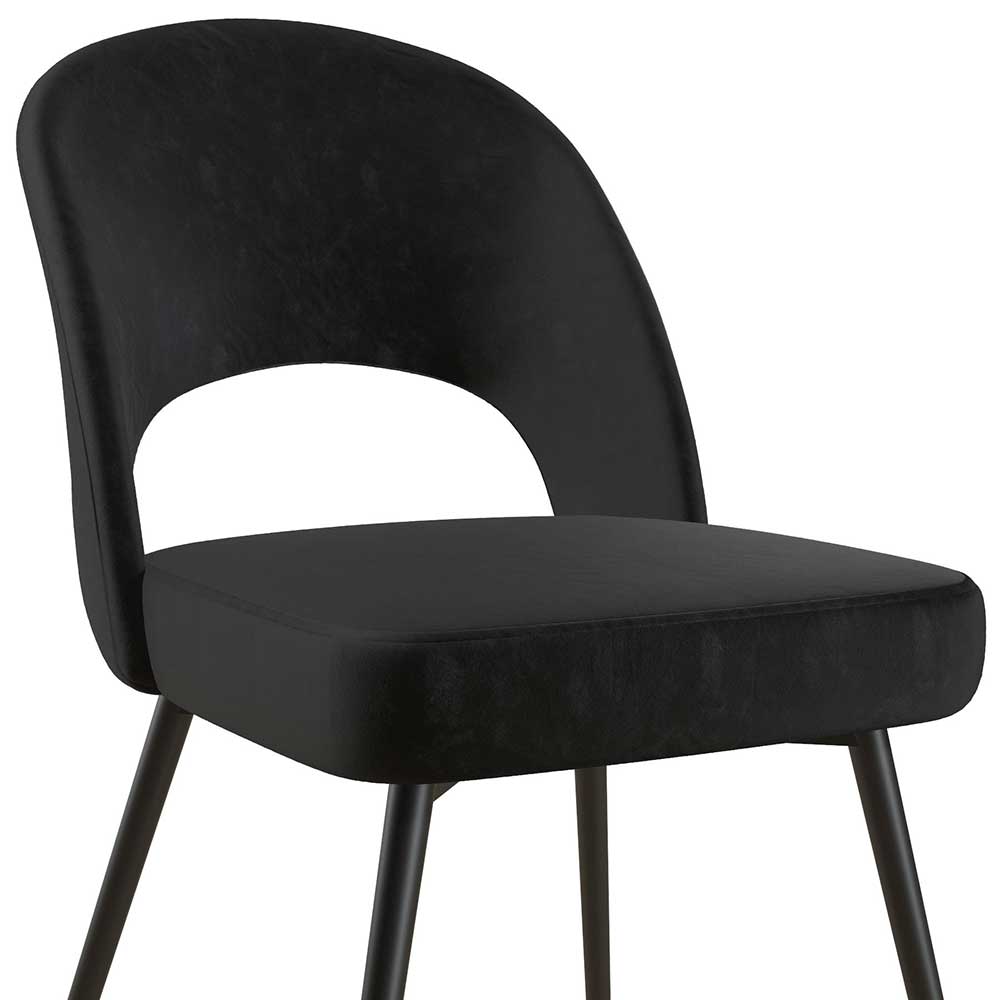 Retrostuhl in Schwarz Samt - Magan