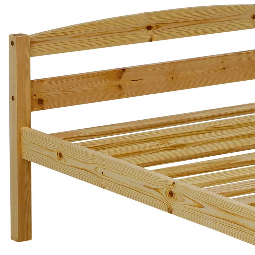 Kopfteil und Holzrahmen Detail des Massivholzbettes aus Fichte – Niels
