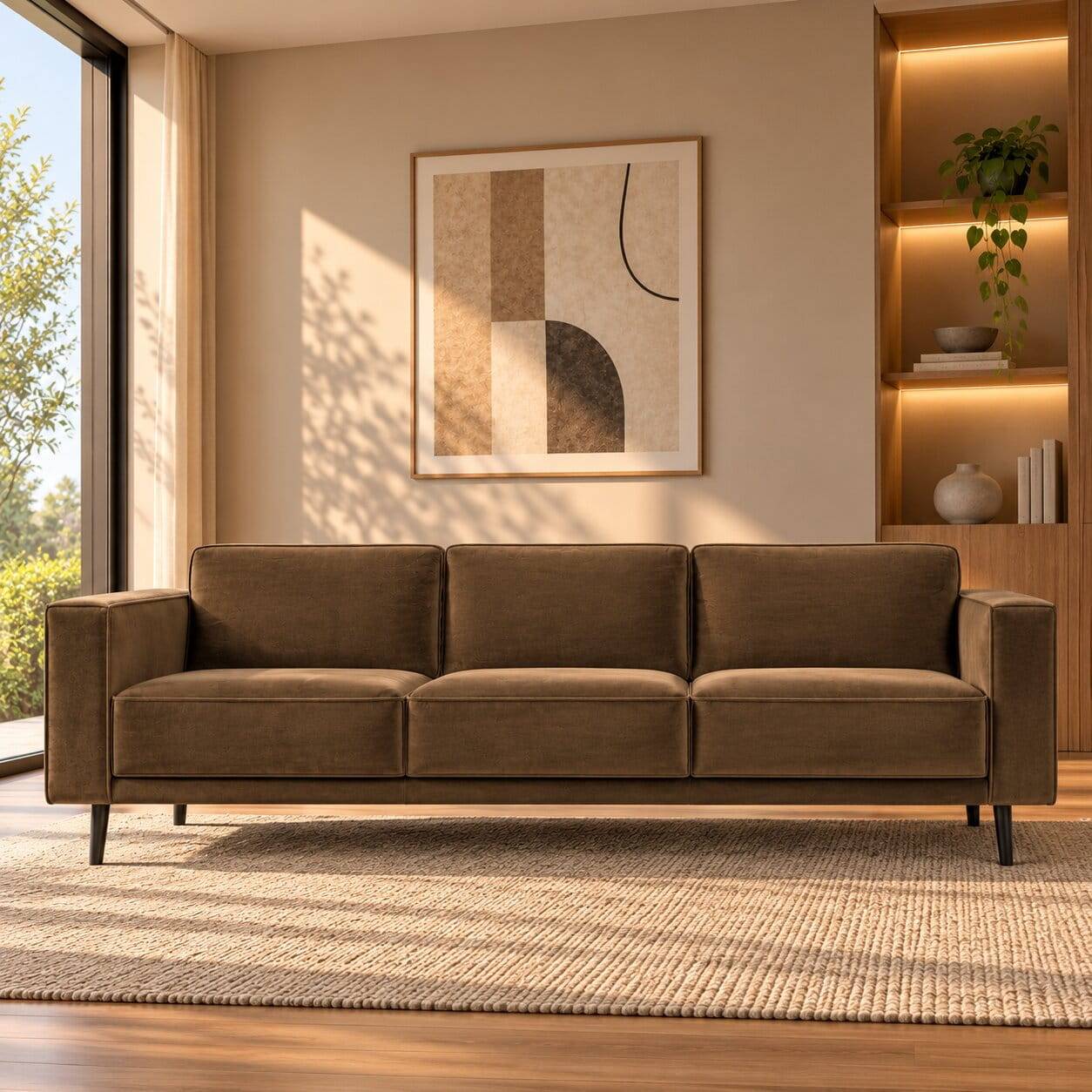 Sofas Dreisitzer in Taupe Samt - Salverna