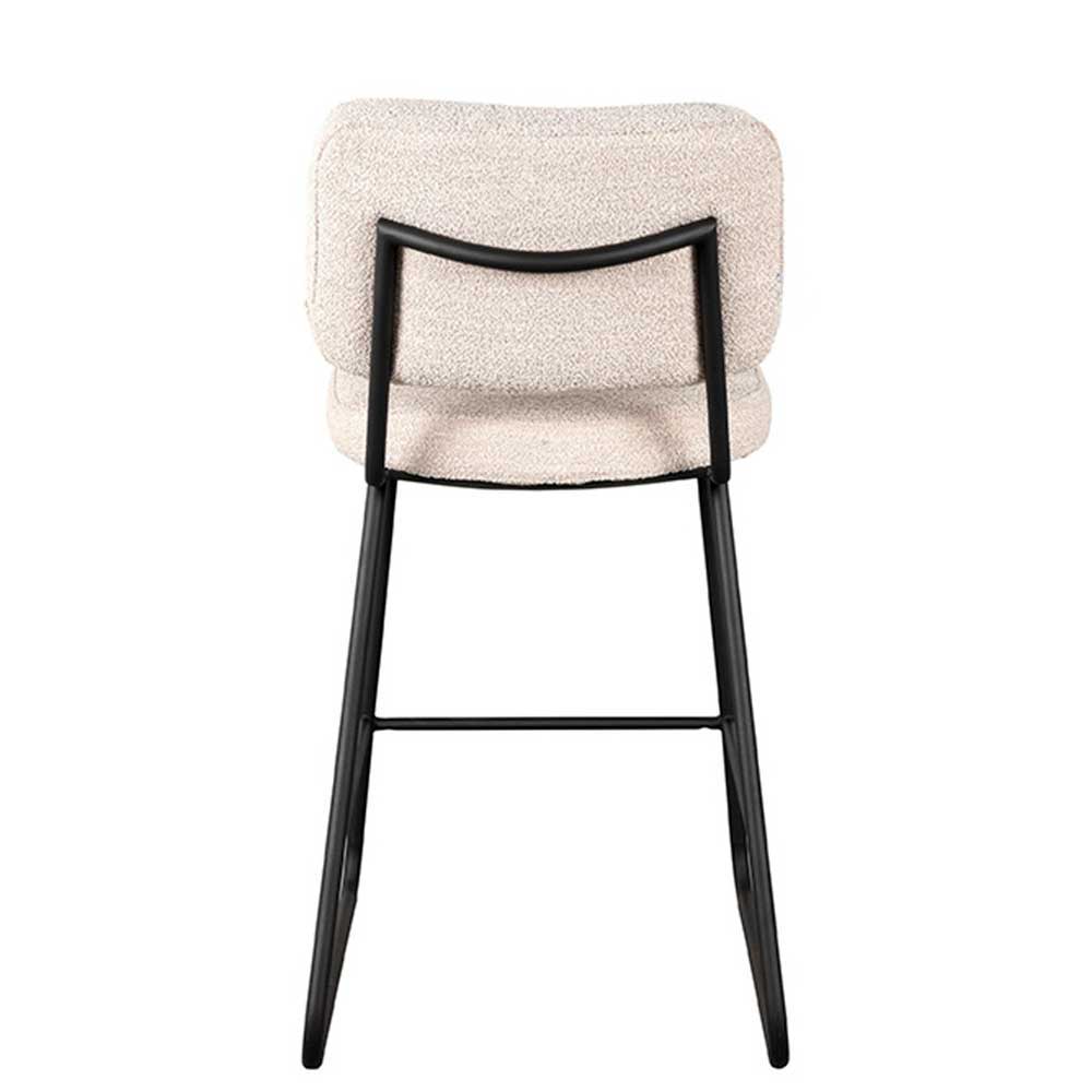 Barstuhl in Hellbeige mit schwarzem Metallgestell von hinten gesehen, ideal für die Bartheke – Arjas