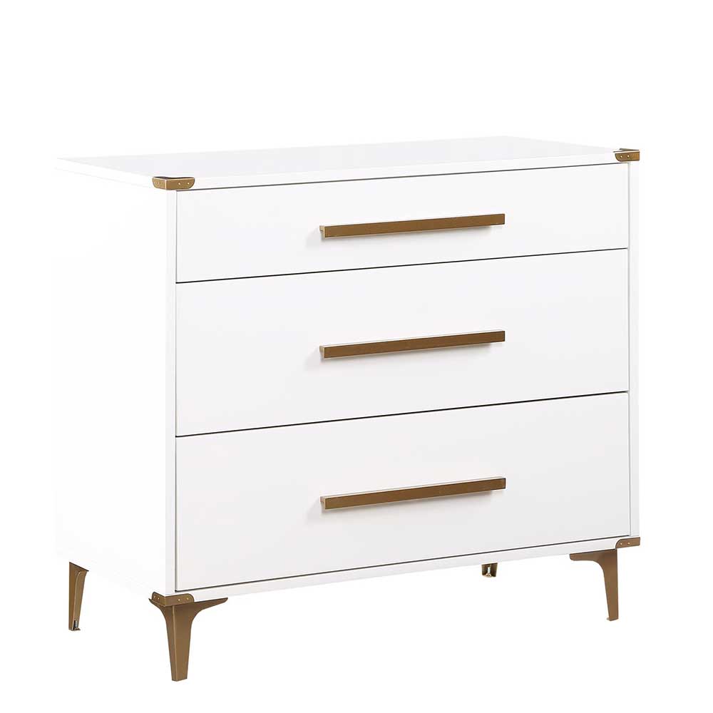 91x81x46 cm Kommode in Weiß und Messing - Onan