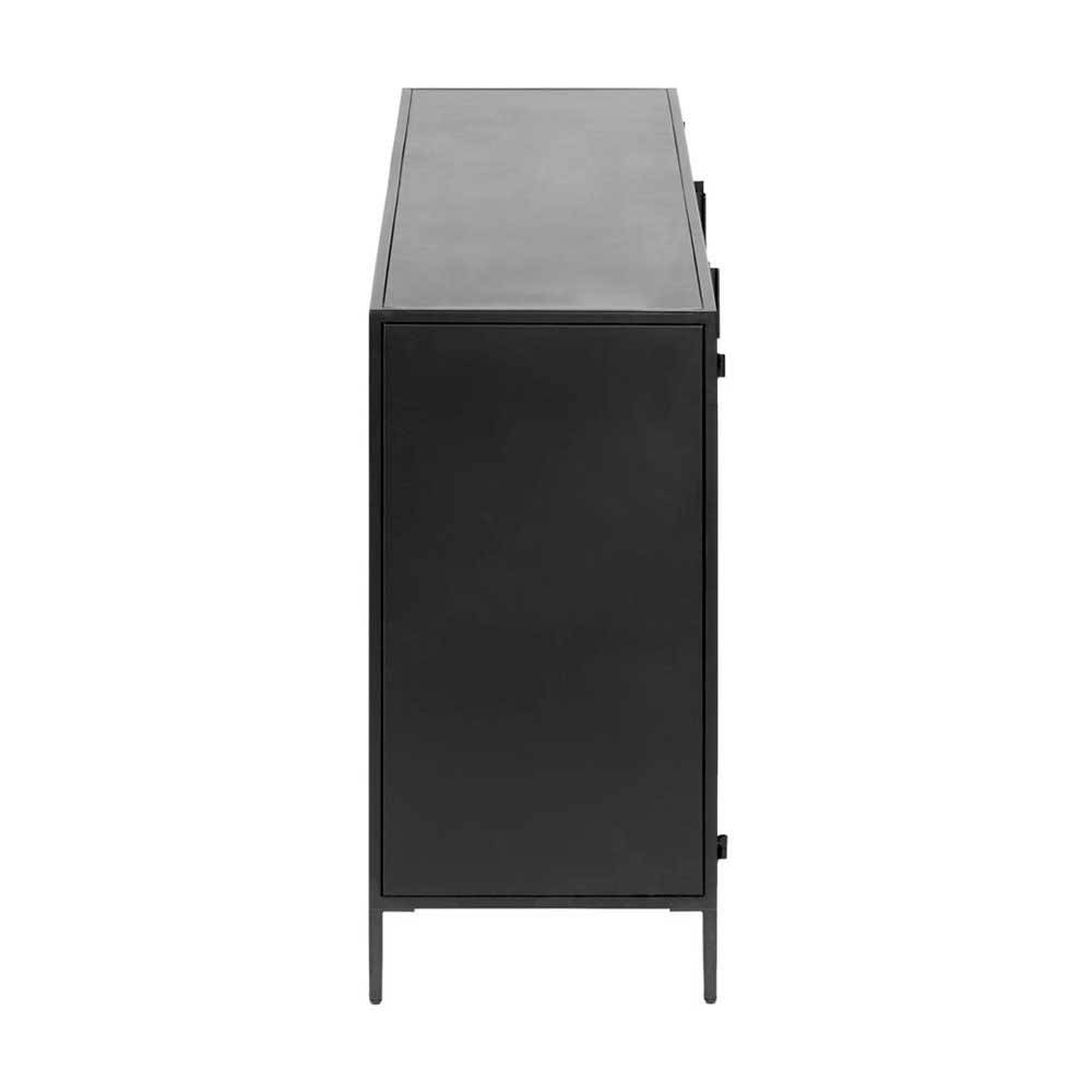 Schwarzes Metall Sideboard mit drei Türen von der Seite – Magde