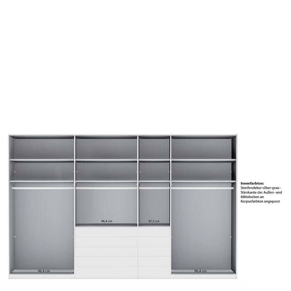 7-türiger Schlafzimmerschrank in Weiß Glasfront - Rocca