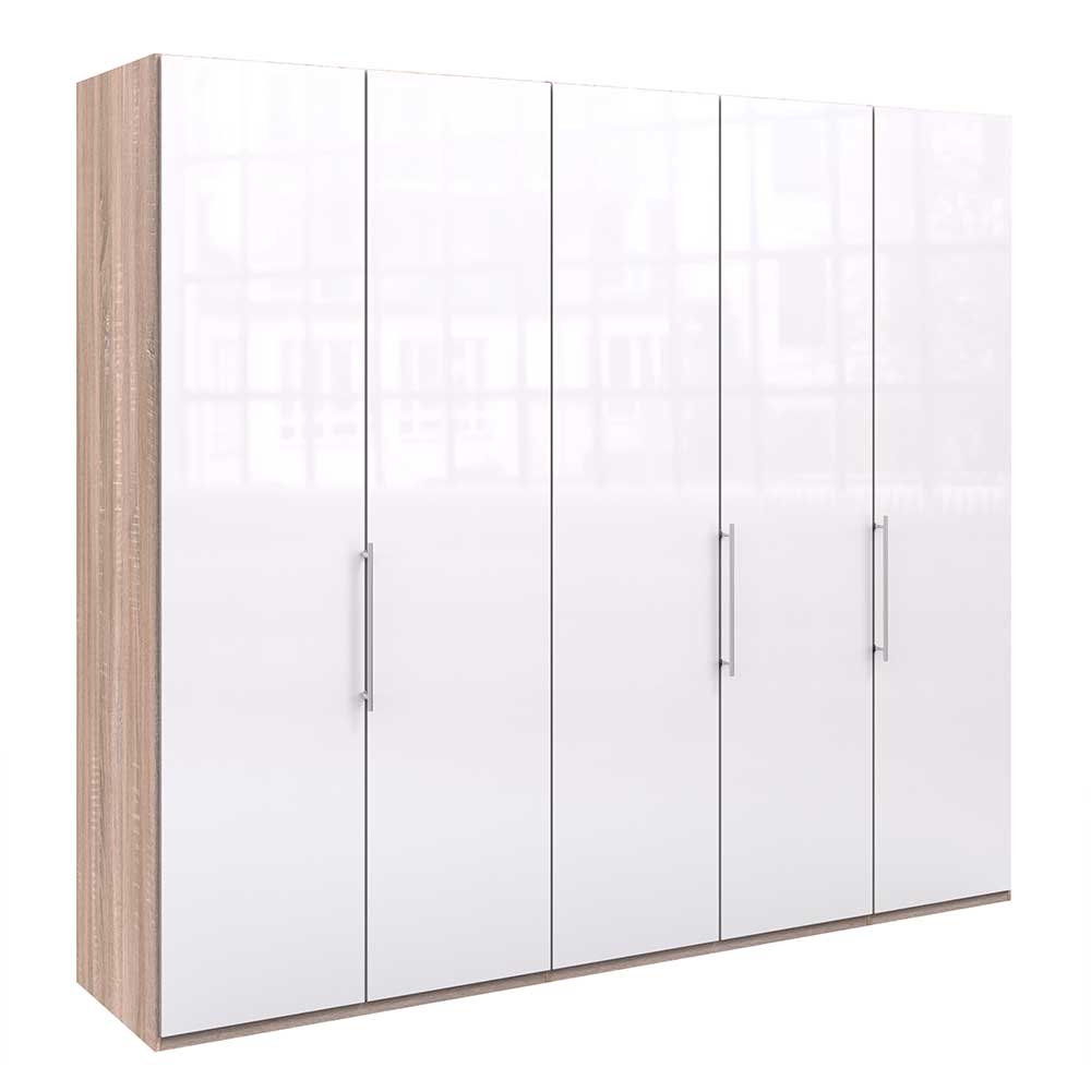 Breiter Schlafzimmerschrank mit weißer Glasfront - Bosays