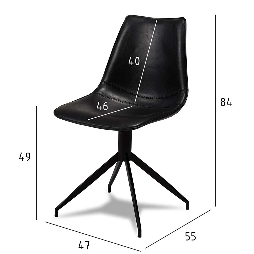 Drehbares Küchenstuhl-Set in Schwarz - Pravoria (2er Set)
