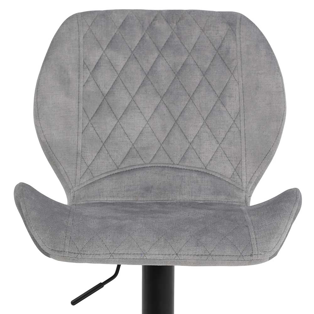 Sitzfläche und Rückenlehne aus grauem Velours mit eleganter Rautensteppung – Brooklyn