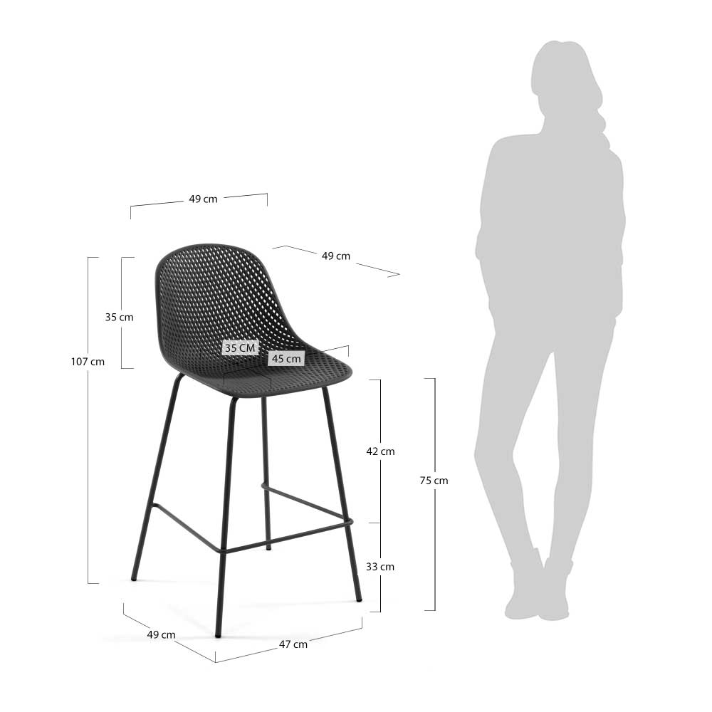 Design Barstühle mit Sitzschale gelöchert - Locca (4er Set)
