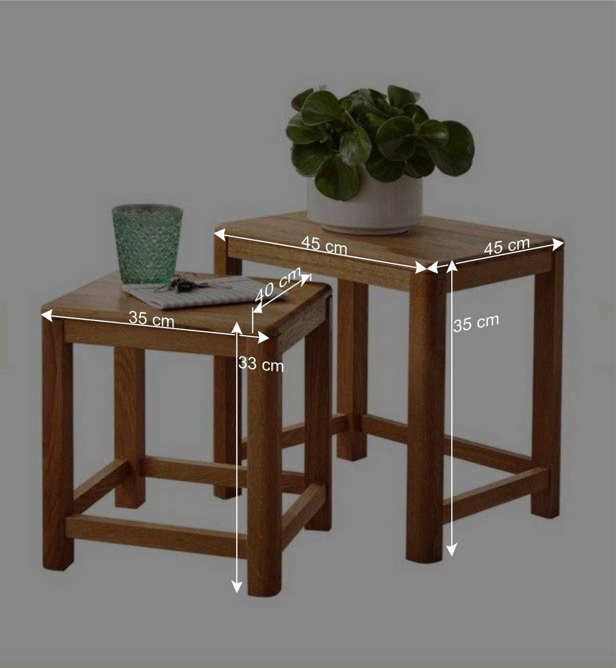 Beistelltisch Set aus Wildeiche Massivholz - Uvinessa (zweiteilig)