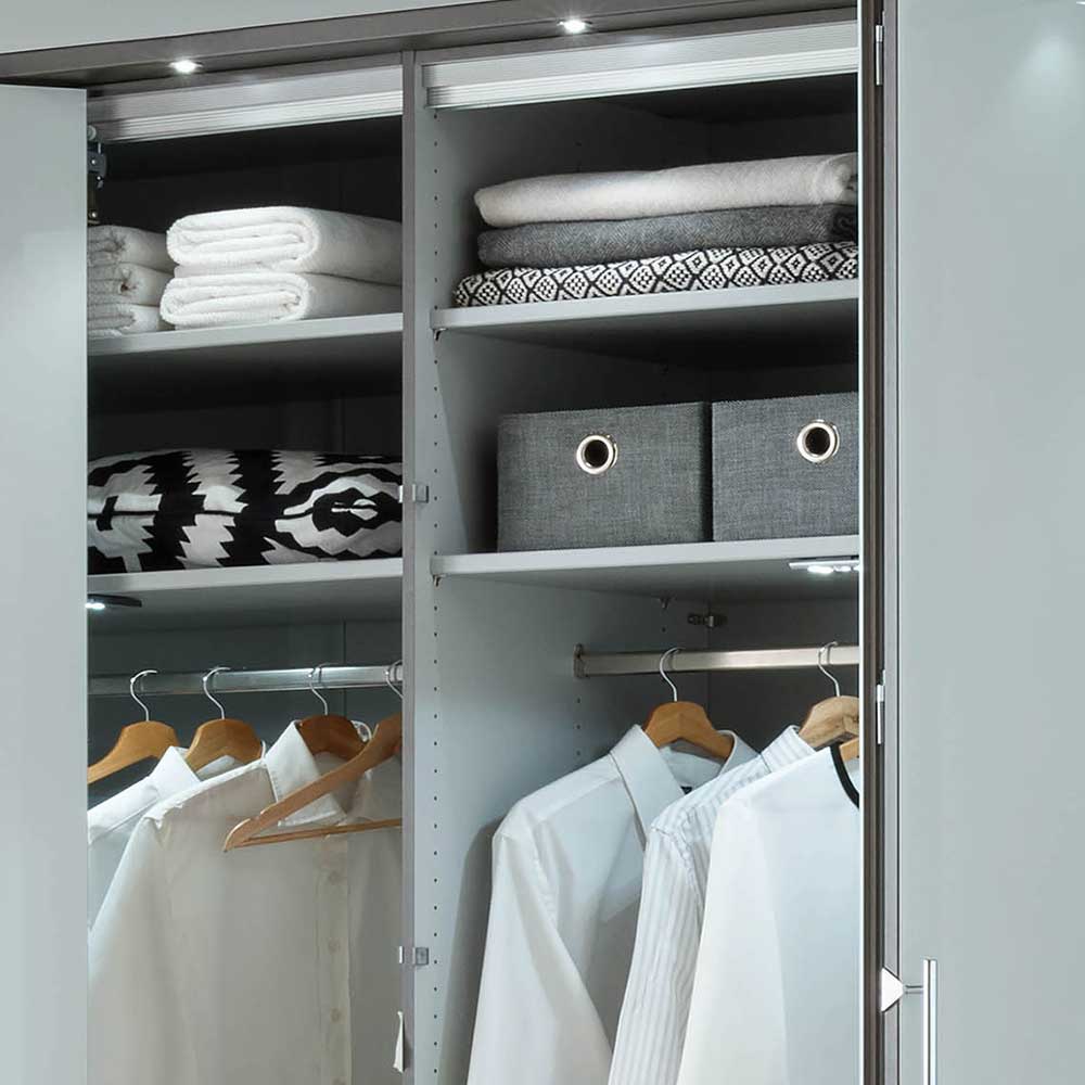 Moderner Kleiderschrank mit Glas Front Weiß - Vilana