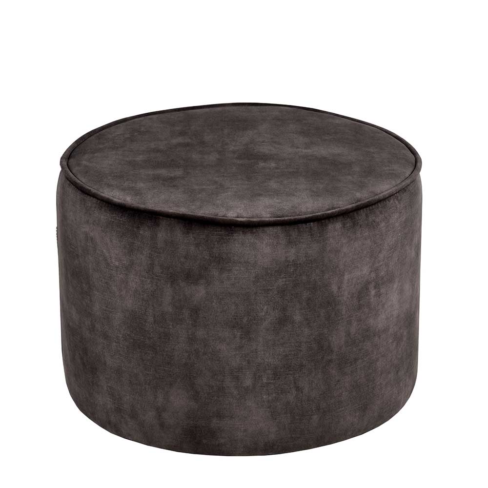 Sitzhocker Pouf in Anthrazit Velours - Eradis