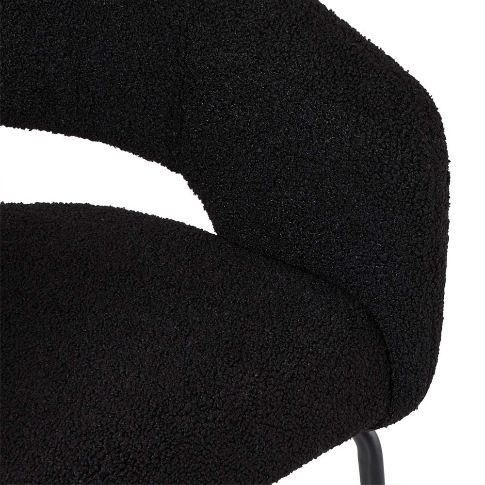 Boucle Armlehnenstuhl in Schwarz - Ivonata (2er Set)