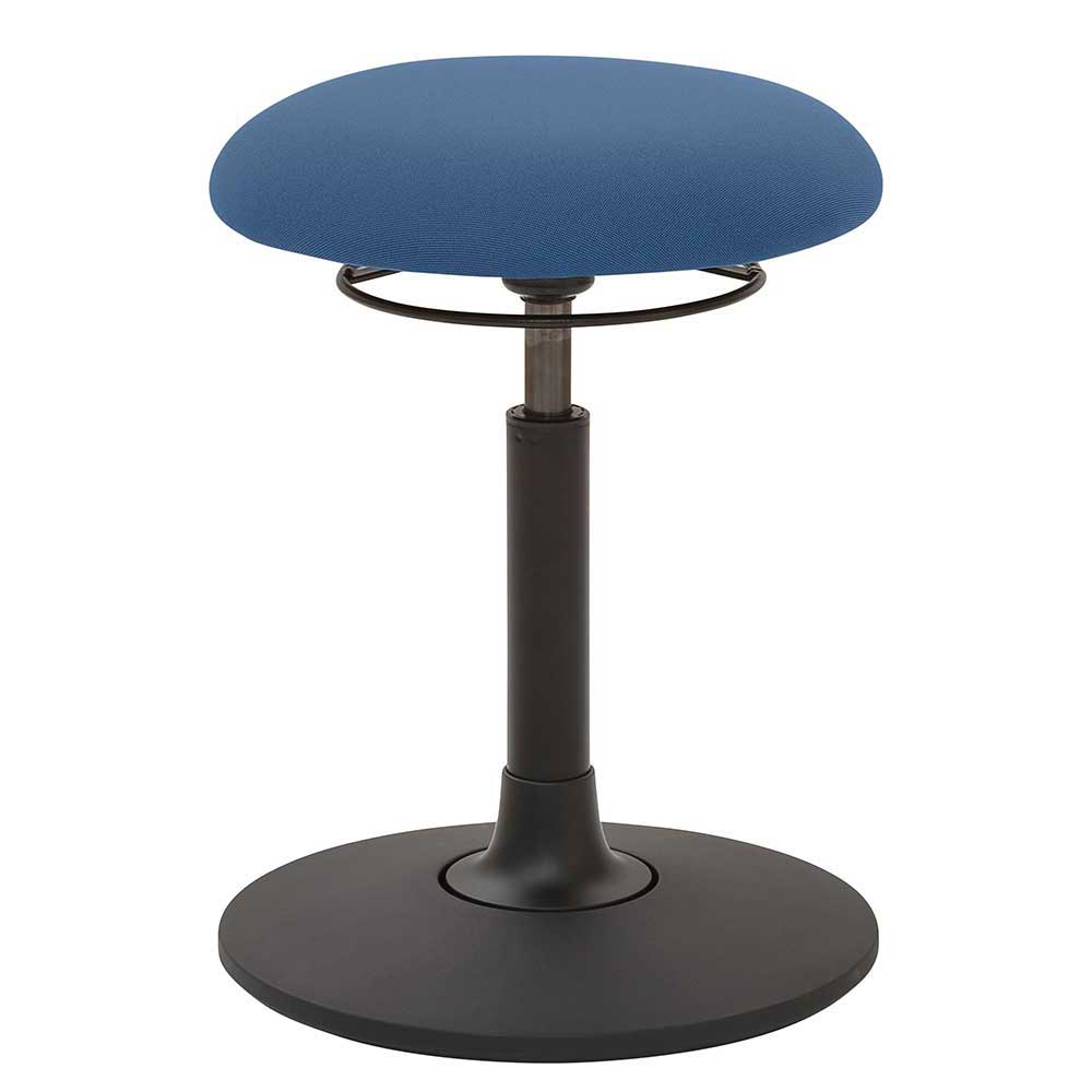 Runder Office Hocker in Blau mit Schwarz - Tyramus