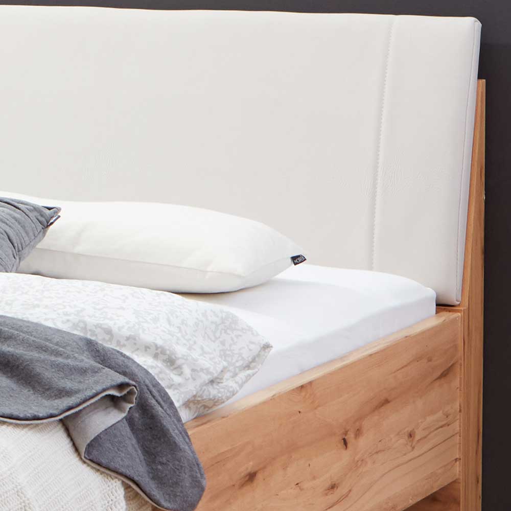 Kernbuche Designbett mit Kunstleder Kopfteil - Krofun