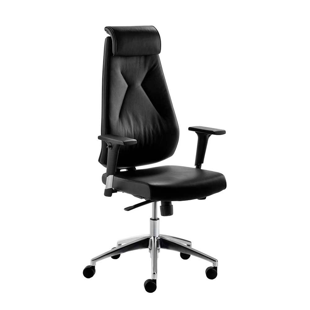 Leder Schreibtischstuhl in Schwarz - Bostaoro