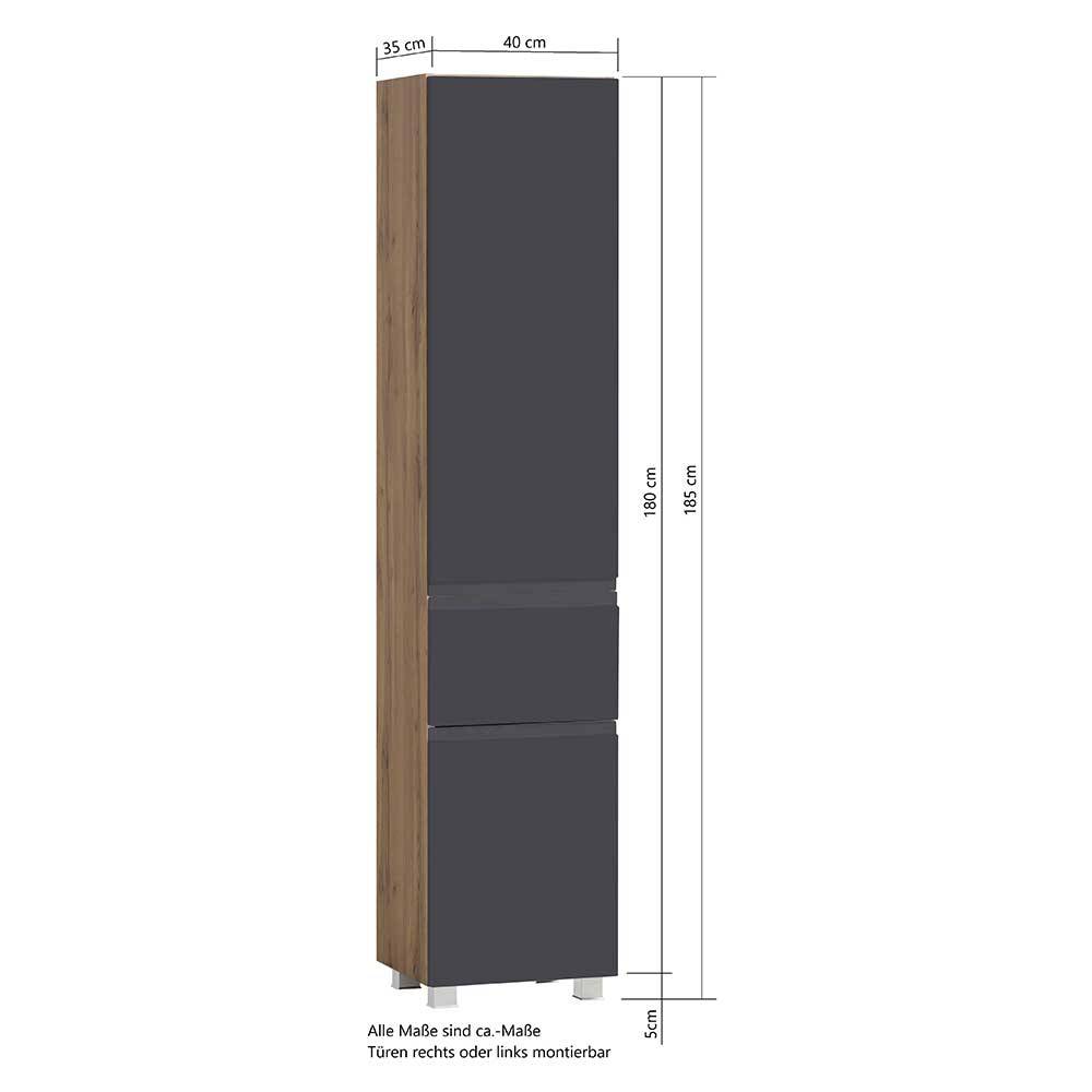 Badezimmer Hochschrank in mattem Grau - Jambi