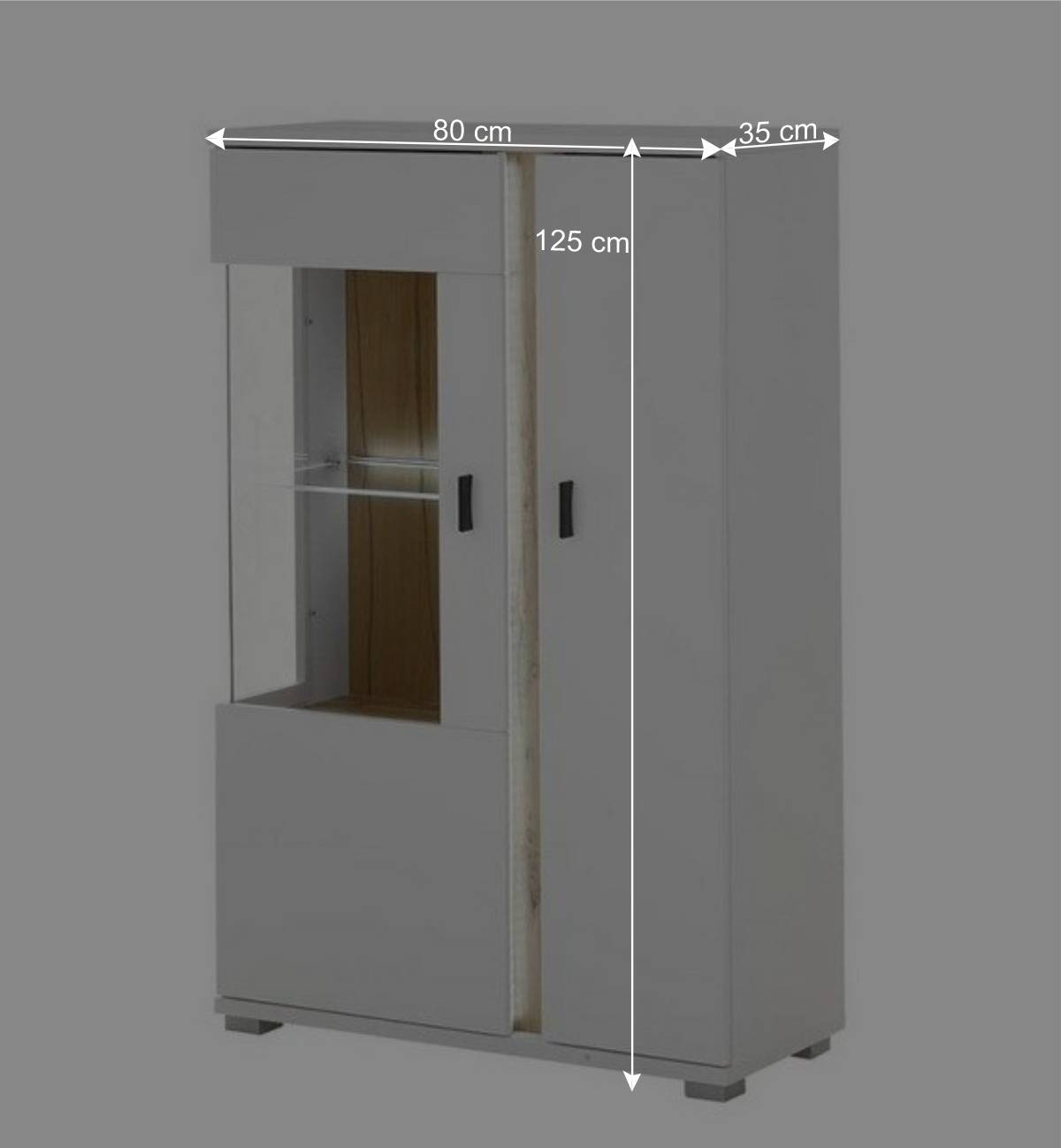 Highboard Vitrine mit LED Beleuchtung - Racelyn