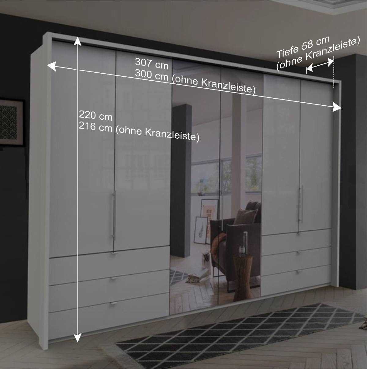 Schlafzimmer Schrank mit Falttüren in Weiß - Dolienca