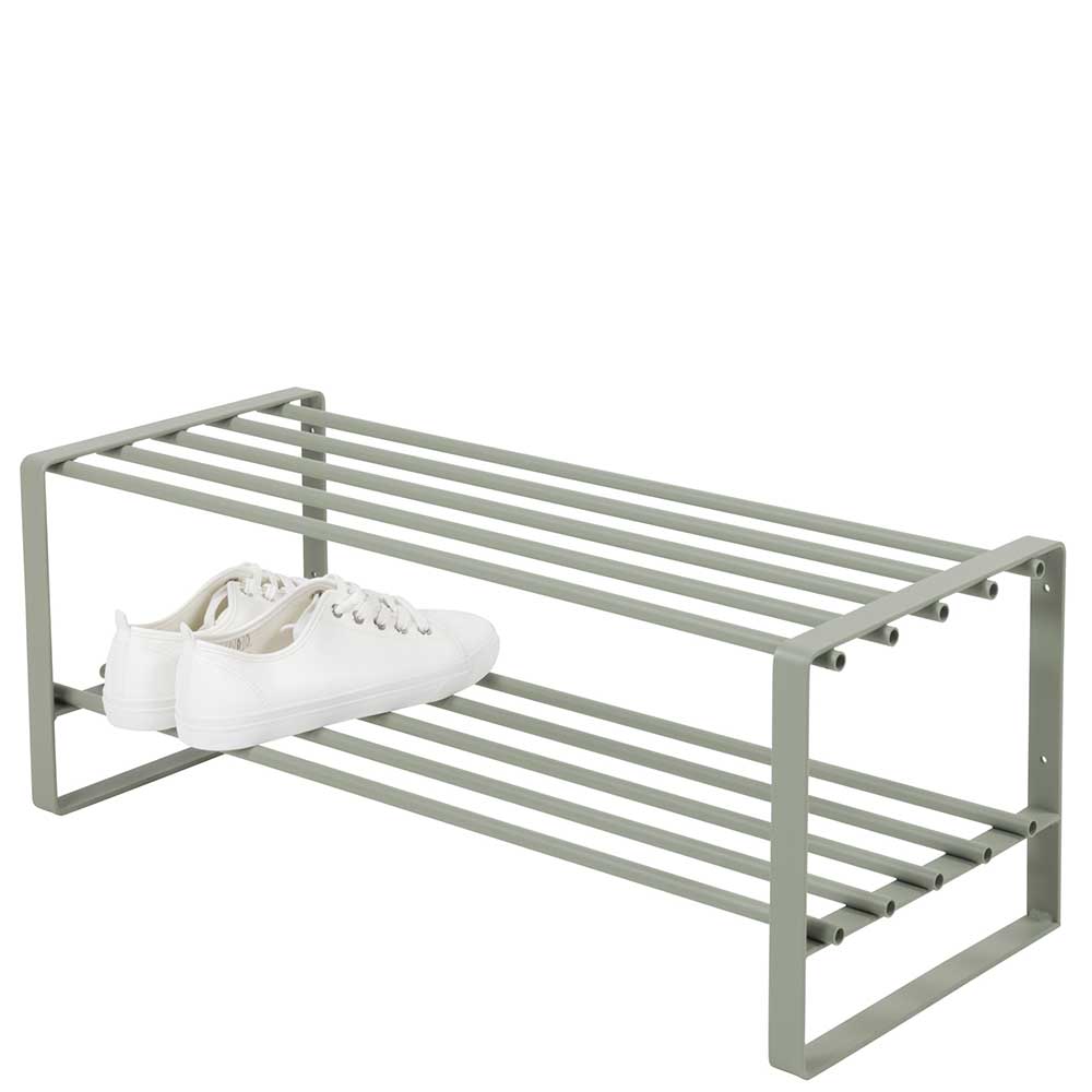 70x29x27 cm Schuhregal aus Stahl in Graugrün - Mion
