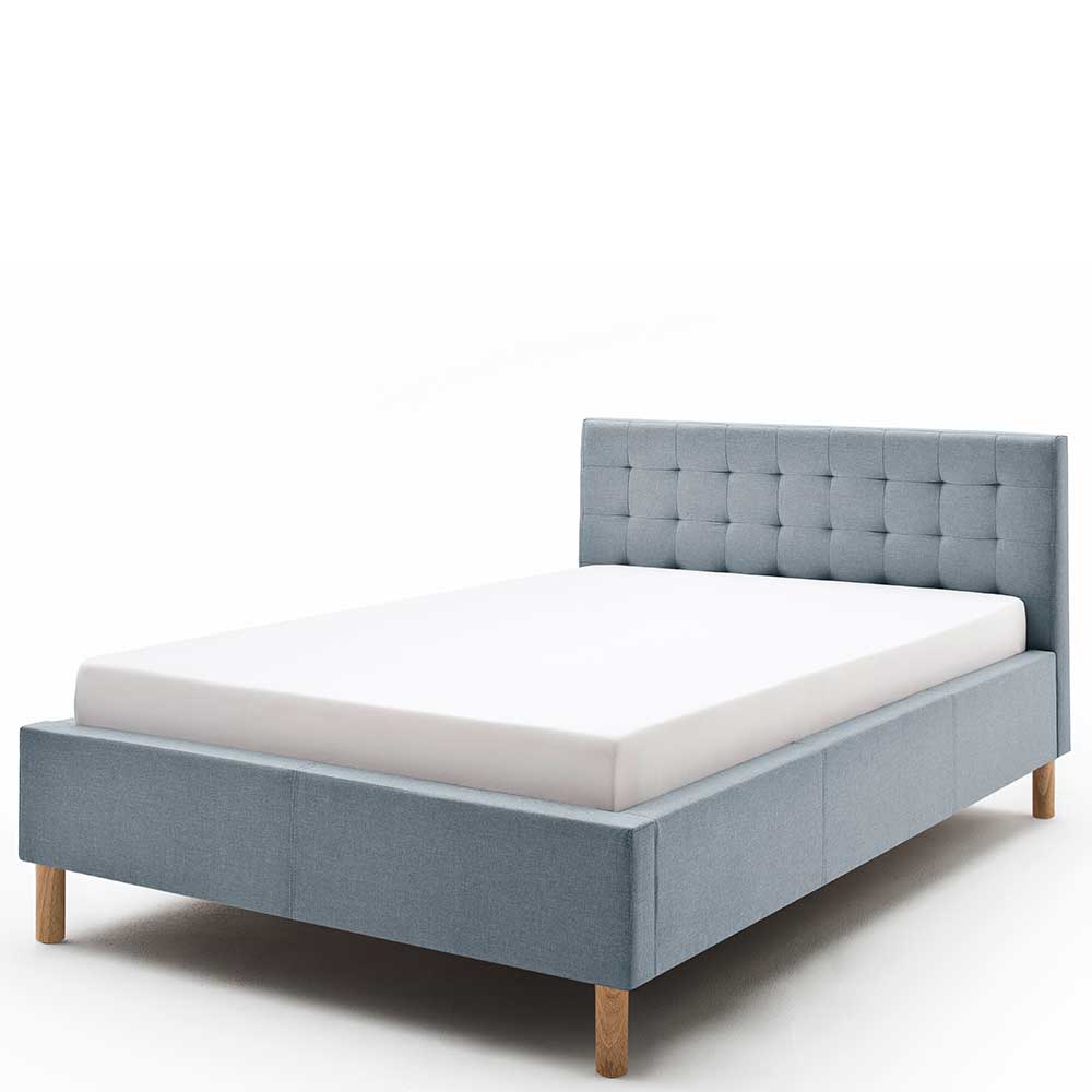 Elegantes Polsterbett in hellem Blau - Plodi