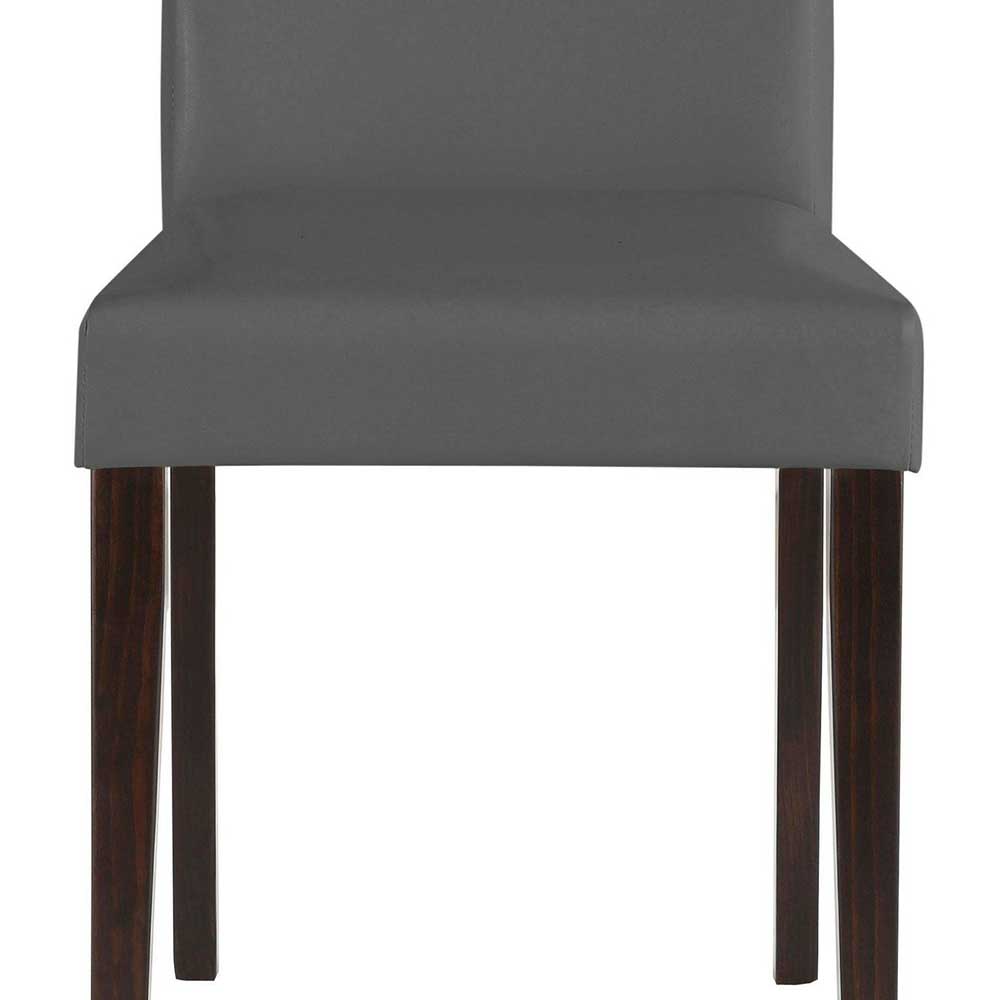 Kunstleder Stühle in Grau mit Wenge - Burina (2er Set)