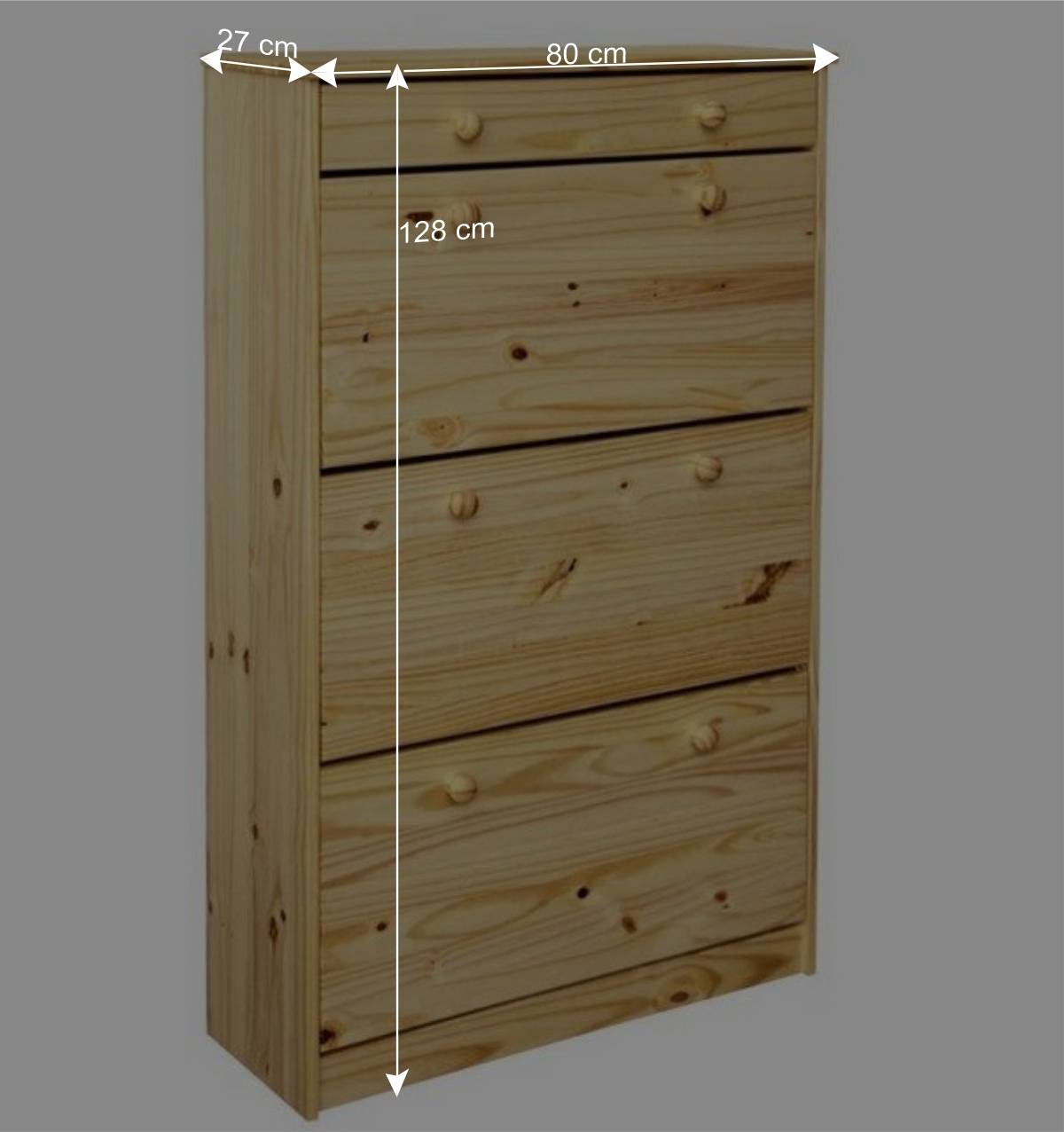Schuhklappenschrank aus Kiefer Massivholz - Ekorena