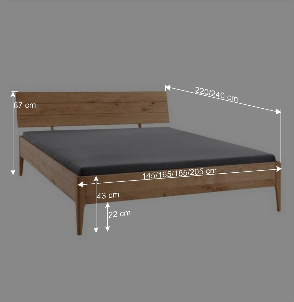 Massives Holzbett aus Wildeiche - Babahira