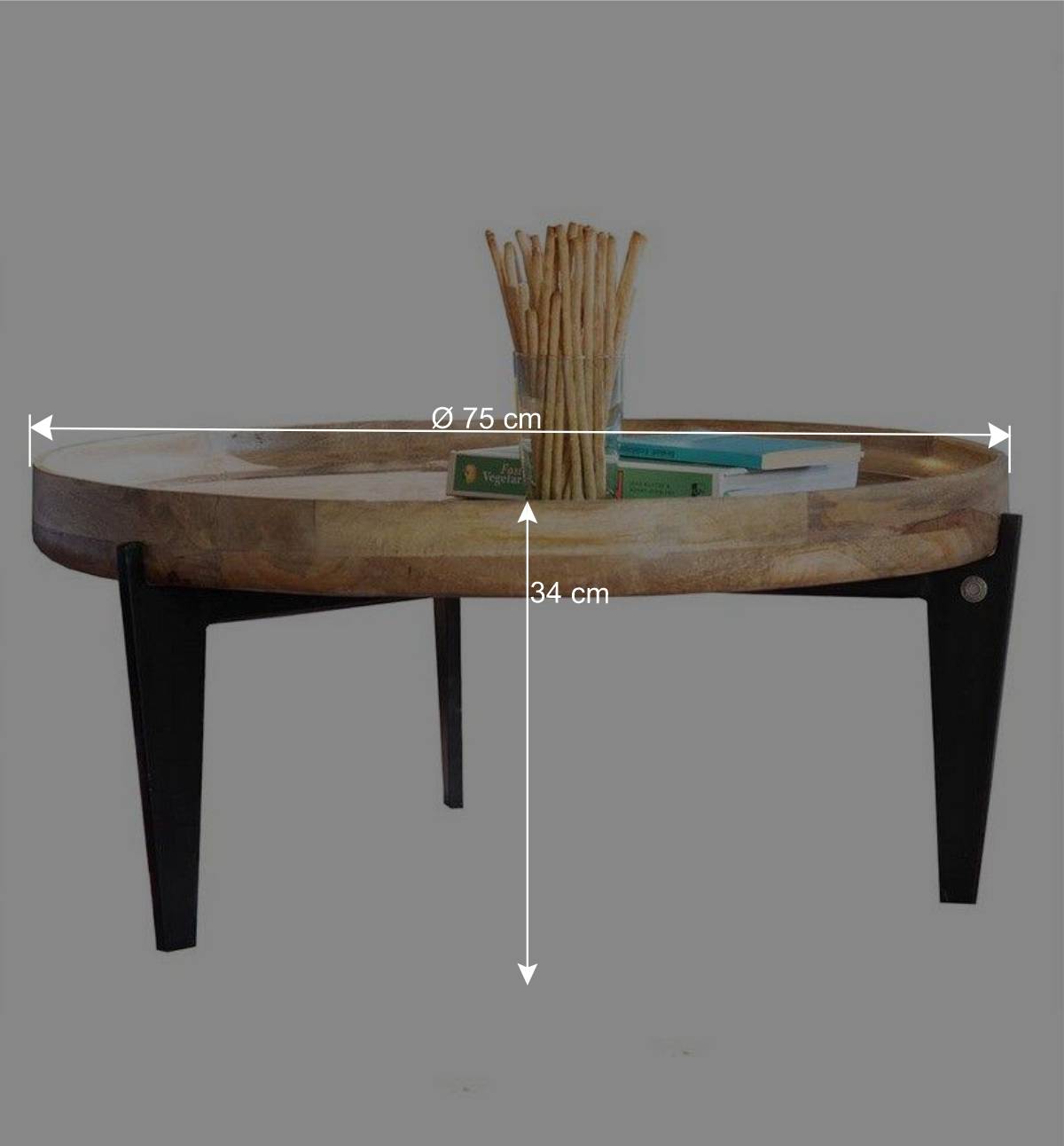 75x34x75 Couchtisch mit Tablettfunktion - Offia