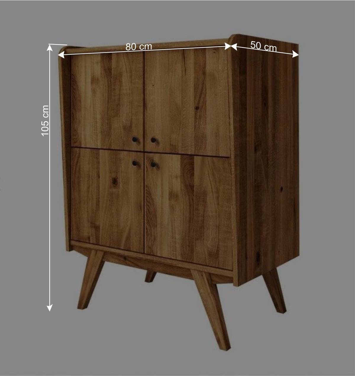 Wildeiche Midcentury Highboard mit 4 Türen - Hardus I