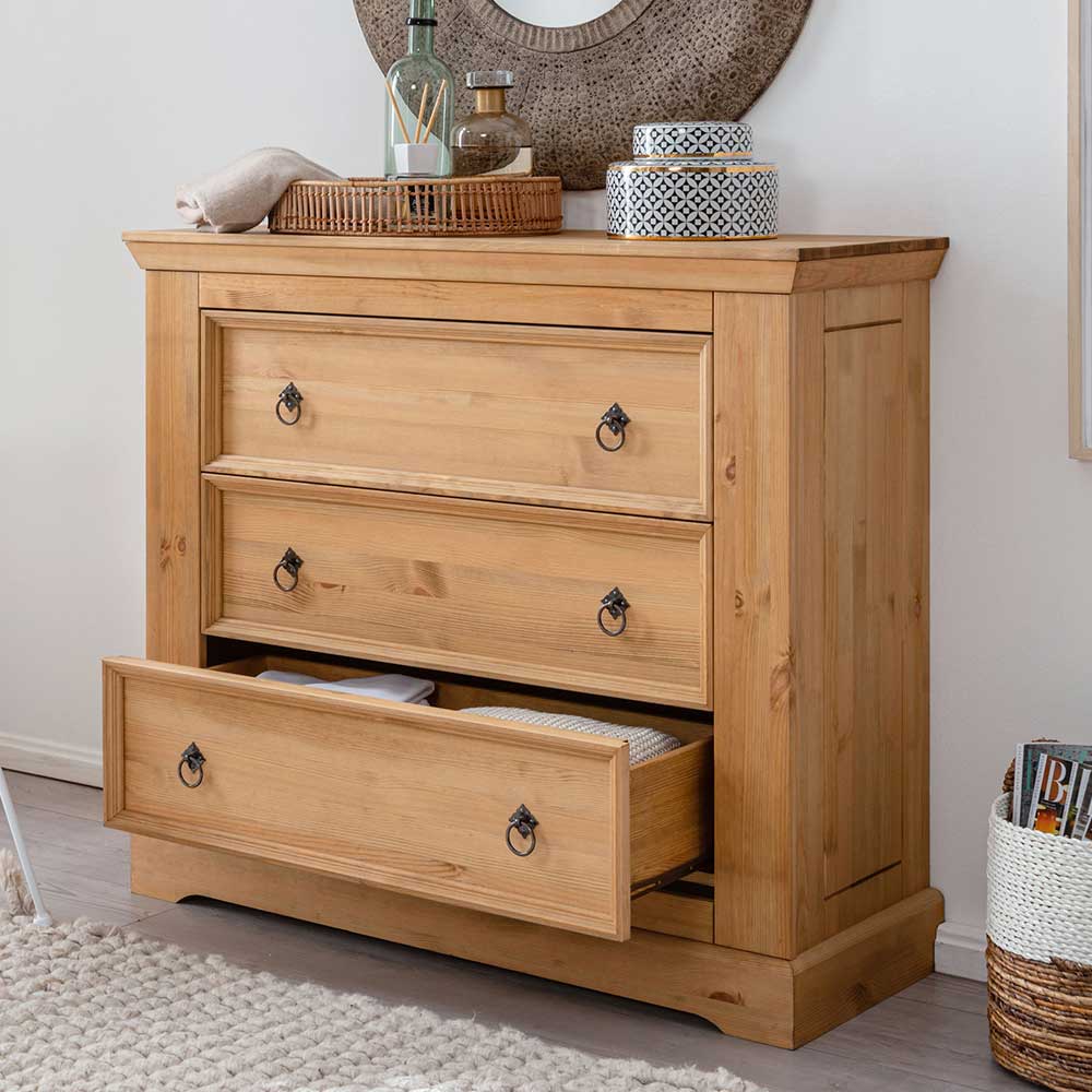 Kiefernholz Landhaus Kommode mit 42cm Tiefe - Voeca