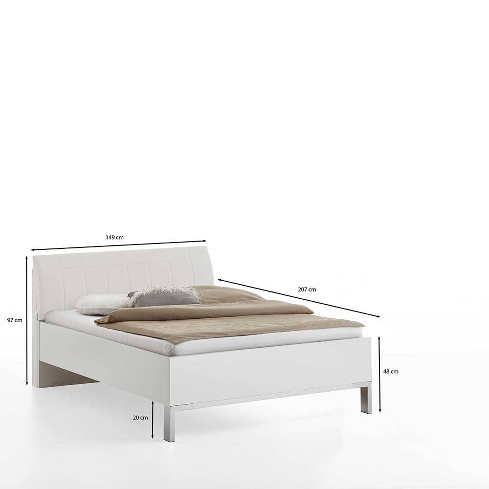Weißes Doppelbett Maße und Abmessungen mit 149 cm Breite und 207 cm Länge – Rocca