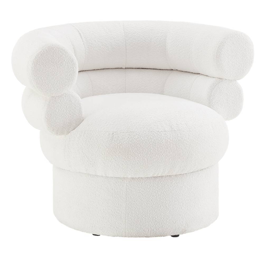 Boucle Designsessel in Weiß - Casarius