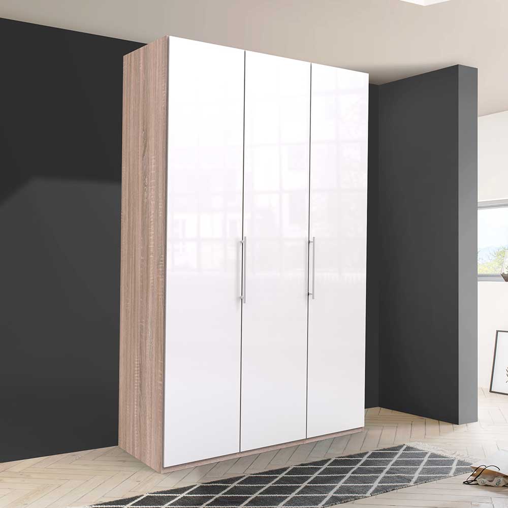 Eleganter Kleiderschrank in Weiß Glasbeschichtung - Bosays