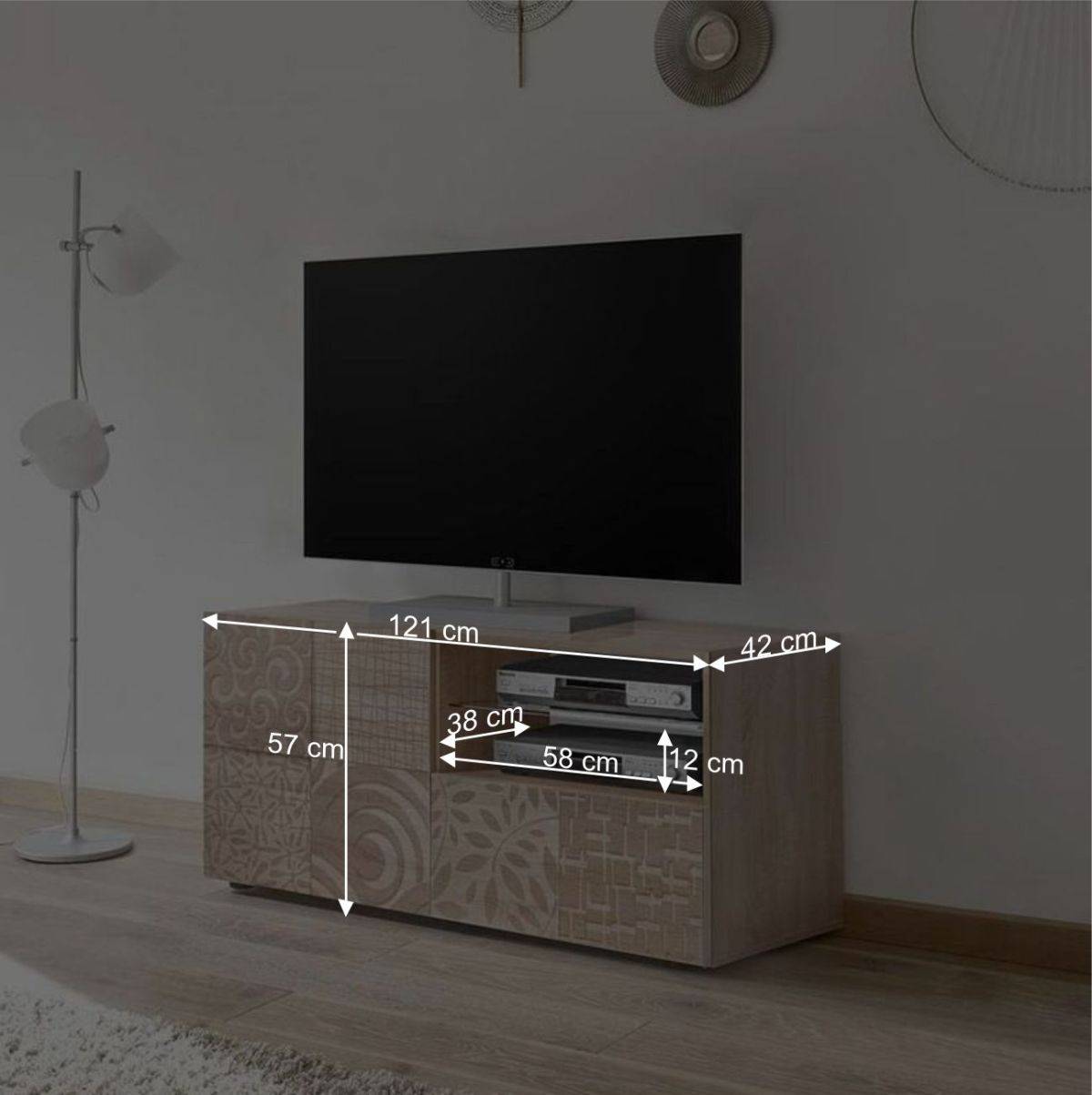 121x57x42 cm TV Board in Dekor Eiche Sonoma - Bielvas