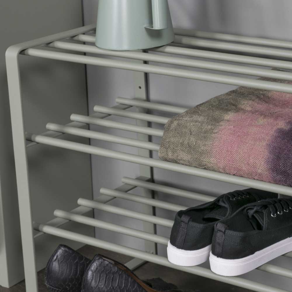 70x49x29 Schuhregal aus Stahl in Graugrün - Citro