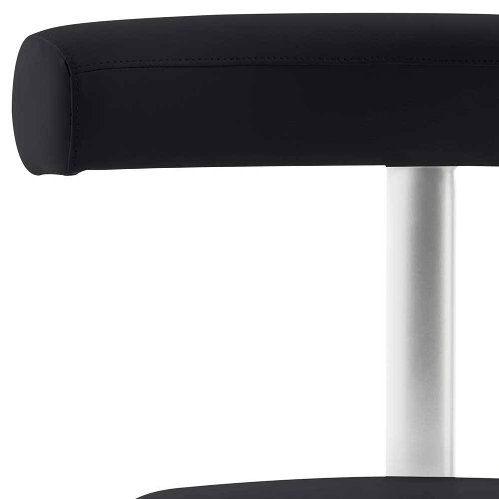 Bürohocker mit Lehne in Kunstleder Schwarz - Romus