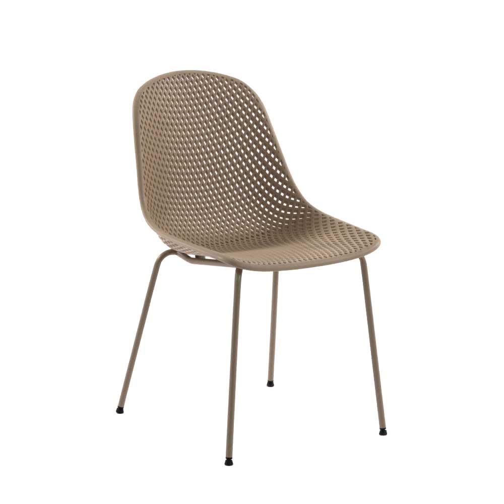 Schalenstühle in Beige mit Lochmuster - Airana (4er Set)
