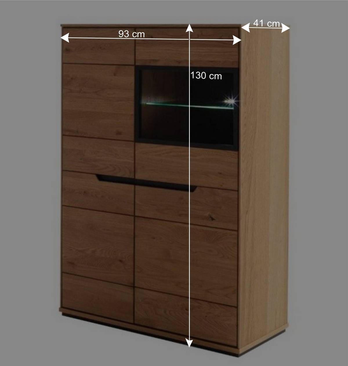 Highboard mit Glaseinsatz in Wildeiche - Pulvaria