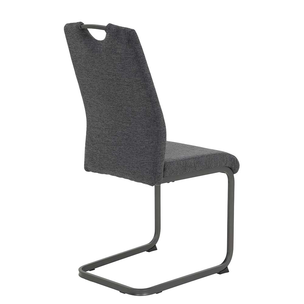 Freischwinger Esszimmerstuhl im 2er Set in Anthrazit schräg von hinten – Paminia