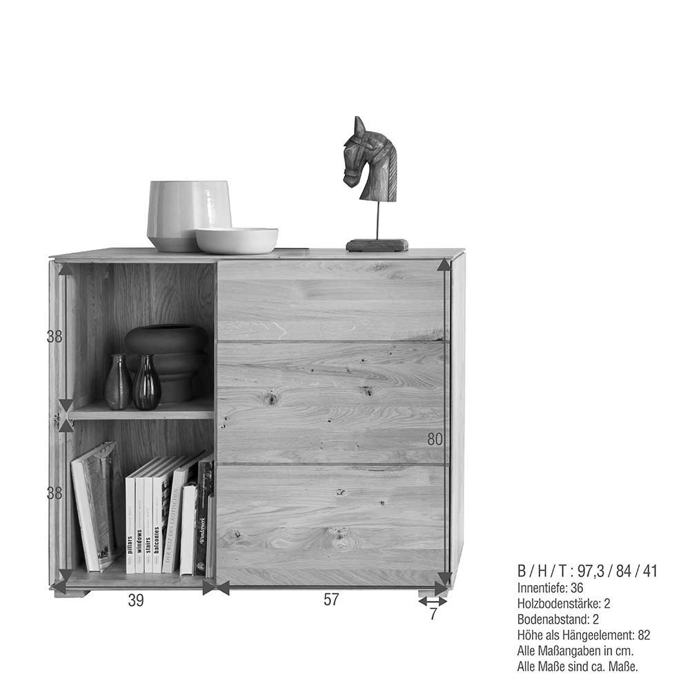 Design Wohnwand aus Massivholz - Sinta (dreiteilig)
