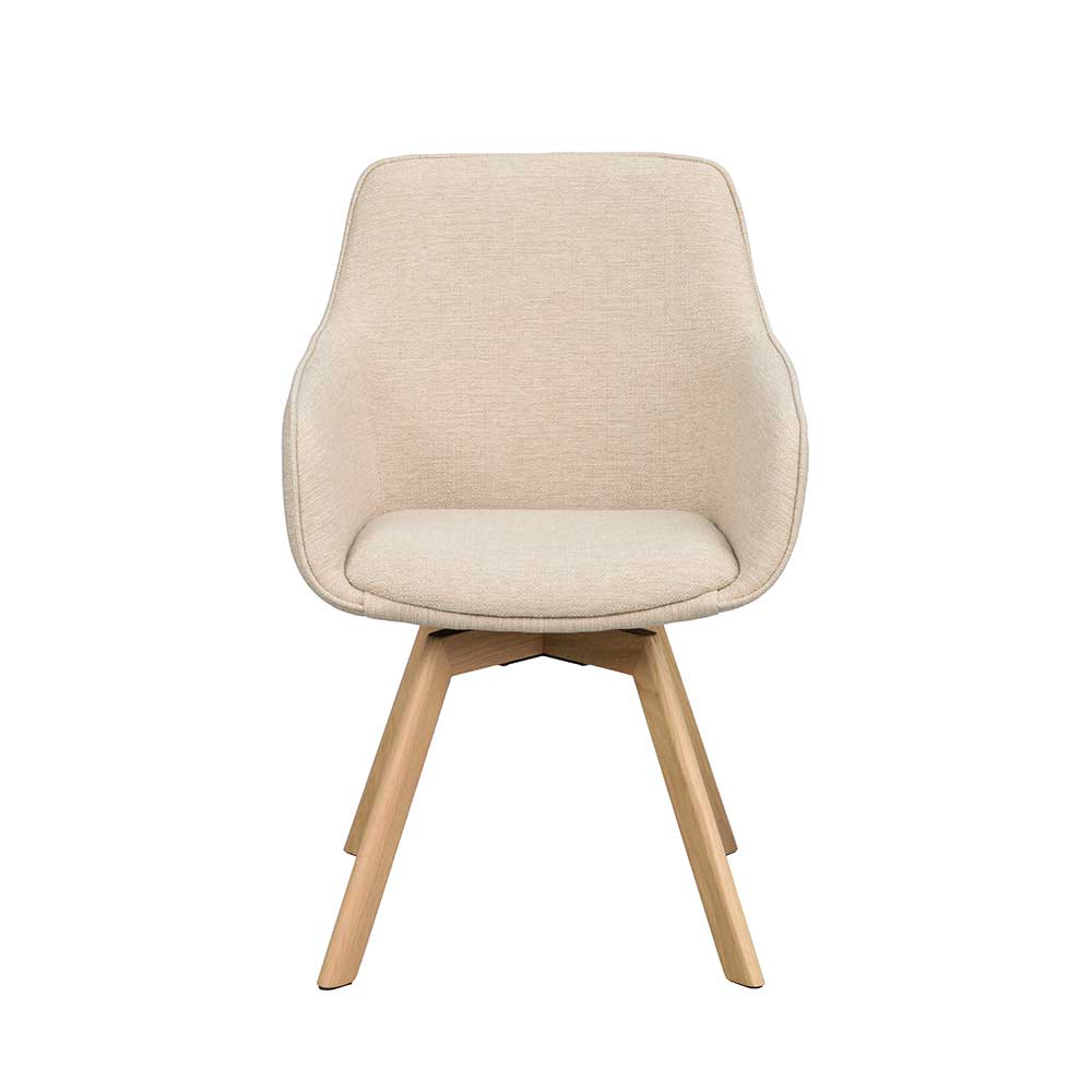 Drehbarer Tischsessel in Creme - Vecchio (2er Set)